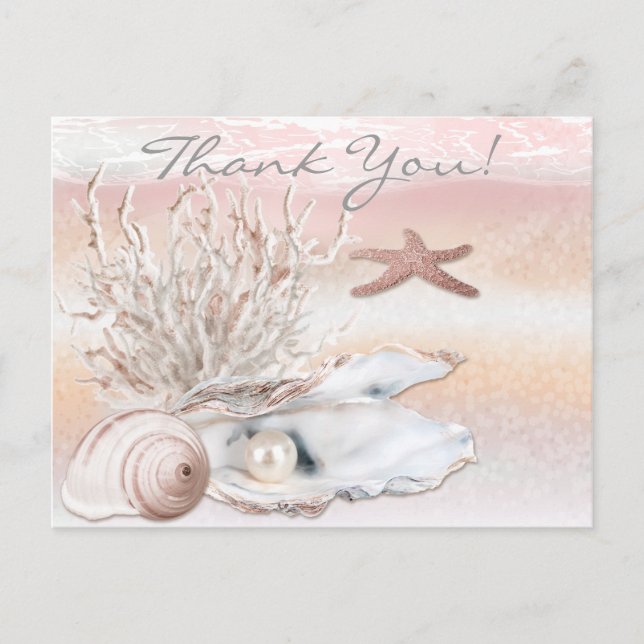Dream Shore Beach Peach Thank You Postcard (Front)