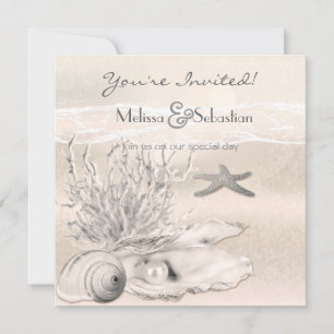 Dream Shore Beach Sepia Wedding Invite