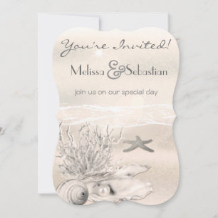 Dream Shore Beach Sepia Wedding Invite