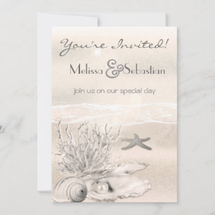 Dream Shore Beach Sepia Wedding Invite