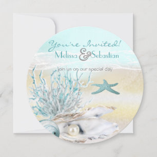 Dream Shore Beach Teal Wedding Invite