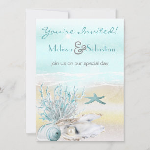 Dream Shore Beach Teal Wedding Invite