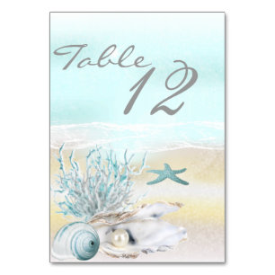 Dream Shore Beach Teal Wedding Table Card