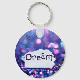 Dream signage surrounded sequins keychain