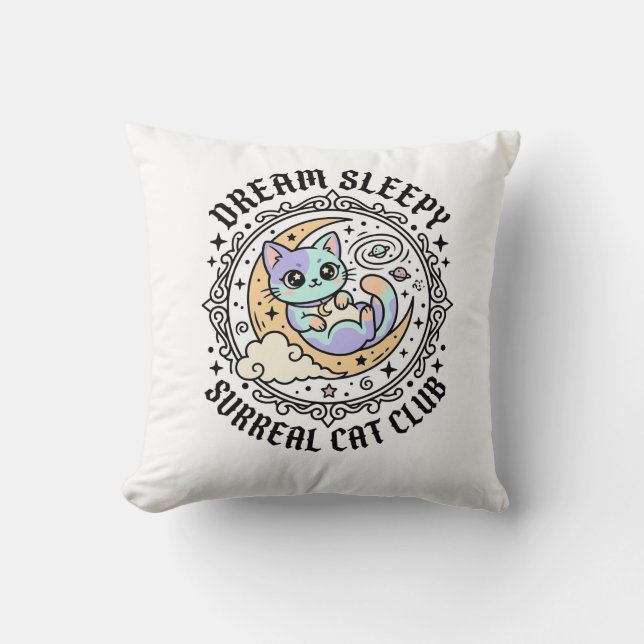 Dream Sleepy Surreal Cat Funny Cat Lover Design -  Cushion (Front)