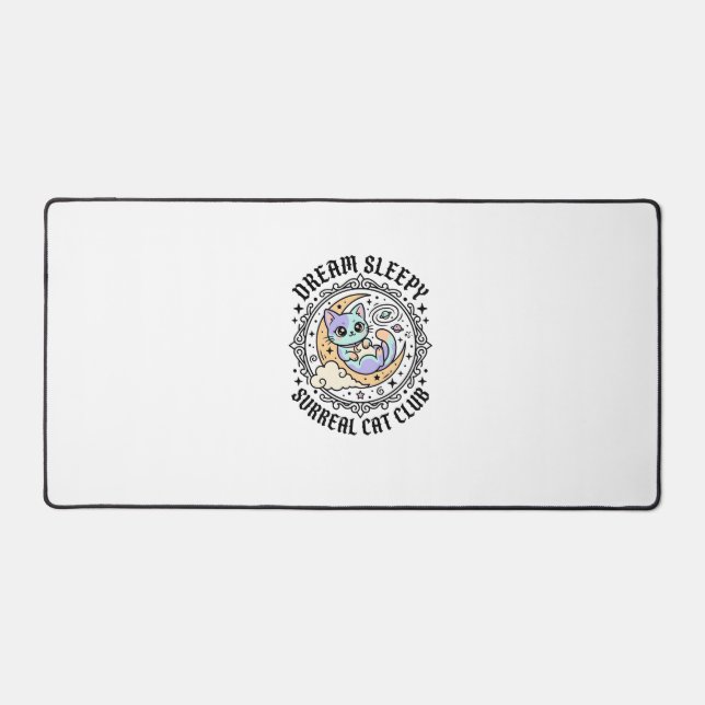 Dream Sleepy Surreal Cat Funny Cat Lover Design -  Desk Mat (Front)