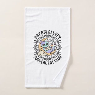 Dream Sleepy Surreal Cat Funny Cat Lover Design - Hand Towel