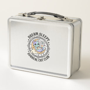 Dream Sleepy Surreal Cat Funny Cat Lover Design - Metal Lunch Box