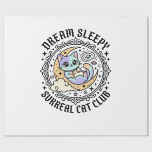 Dream Sleepy Surreal Cat Funny Cat Lover Design - Wrapping Paper