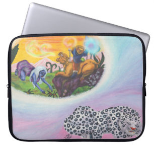 Dream Snowleopard Eros rides Lioness Lion Princess Laptop Sleeve