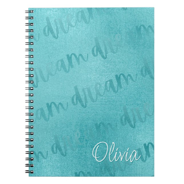 Dream Teal Script Personalised Notebook (Front)