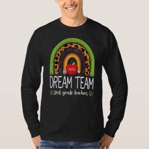 Dream Team 2nd Grade Teachers Boho Rainbow Leopard T-Shirt