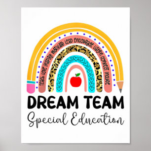 Dream Team Special Education Boho Rainbow Leopard Poster