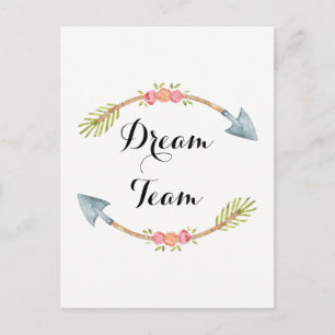 Dream Team Watercolor Tribal Arrow Postcard