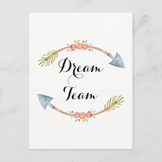 Dream Team Watercolor Tribal Arrow Postcard (Front)