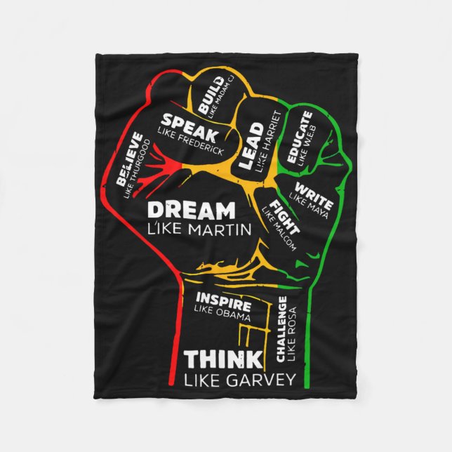 Dream Think Speak Black History Month Hand Strong  Fleece Blanket (Front)