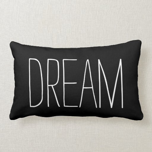 Image of Dream Typography Black and White Trendy Quote Lumbar Cushion
