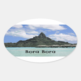 Dream Vacation Bora Bora Tahiti Atoll Formation Oval Sticker