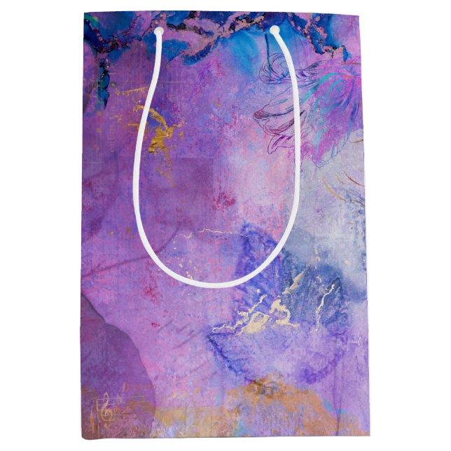 Dream Violet Collage Decoupage  Wrapping Paper Medium Gift Bag (Front)