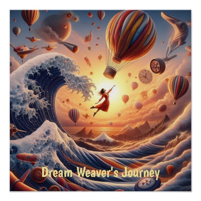 Dream Weaver's Journey: Fantasy Hot Air Balloons Poster (Front)
