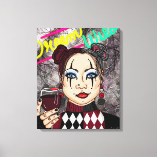 Dream Wild Gothic Harlequin Jester Girl Canvas Print