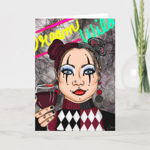 Dream Wild   Gothic Harlequin Jester Girl   Card