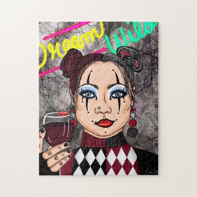Dream Wild | Gothic Harlequin Jester Girl  Jigsaw Puzzle (Vertical)