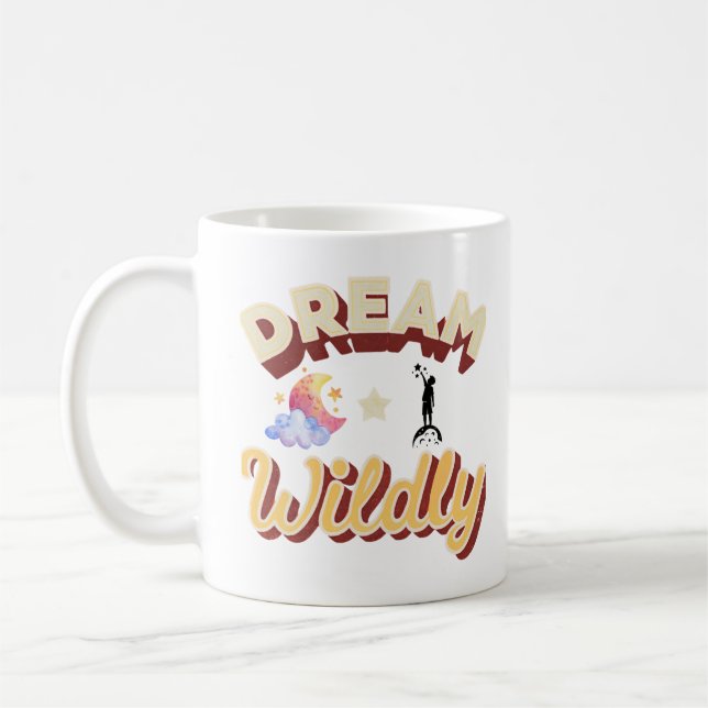 Dream Wildly Aesthetic Retro Moon & Stars t-shirt Coffee Mug (Left)
