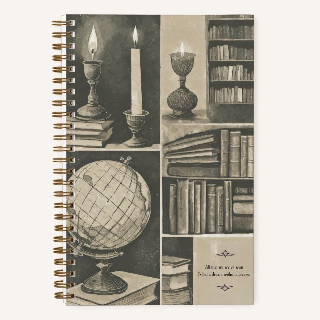 "Dream Within A Dream" Dark Academia Aesthetic Notebook (Front)