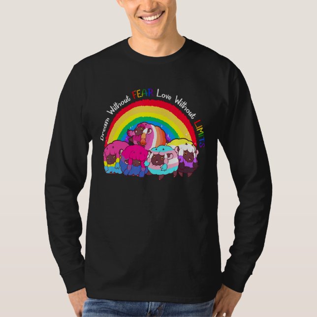 Dream Without Fear Love Without Limit Sheeps Rainb T-Shirt (Front)