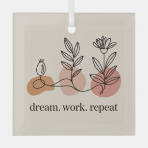 Dream. Work. Repeat Glass Tree Decoration