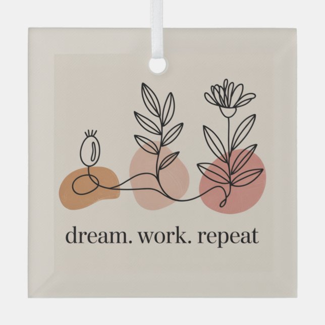 Dream. Work. Repeat Glass Tree Decoration (Front)