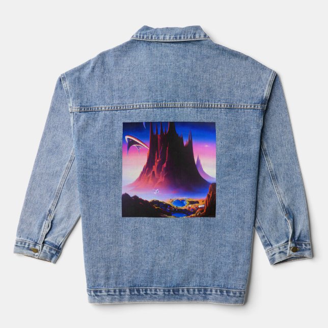 Dream World Oil Painting Denim Jacket (Back)