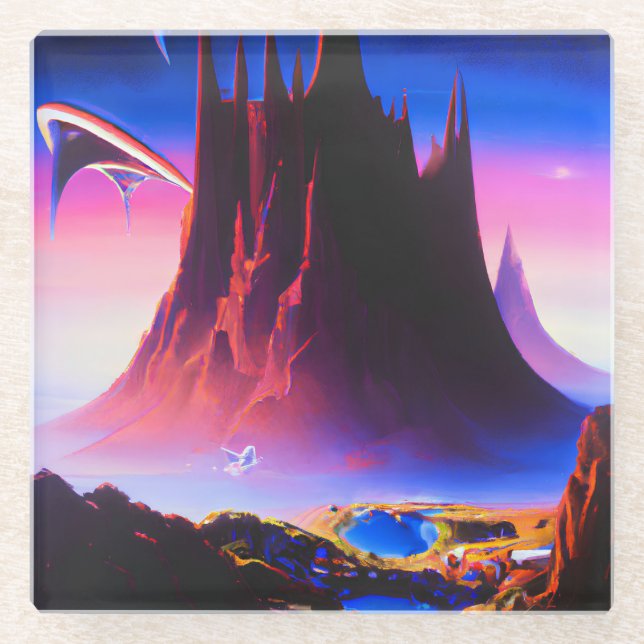 Dream World Oil Painting Glass Coaster (Front)