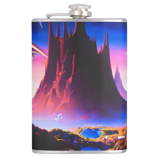 Dream World Oil Painting Hip Flask (Front)