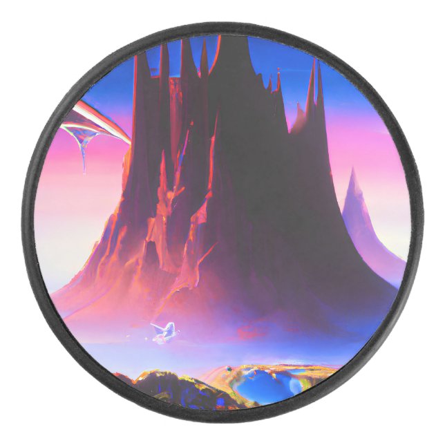 Dream World Oil Painting Hockey Puck (Front)