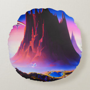Dream World Oil Painting Round Cushion