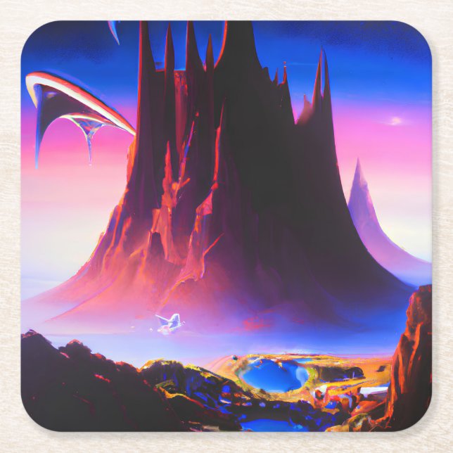 Dream World Oil Painting Square Paper Coaster (Front)