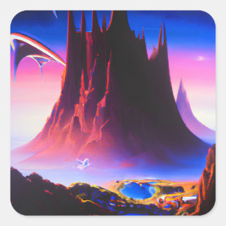 Dream World Oil Painting Square Sticker
