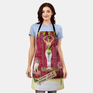 Dream World Vintage Funky Ballerina Altered Art   Apron