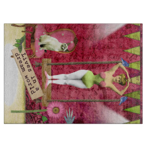 Dream World Vintage Funky Ballerina Altered Art  Cutting Board