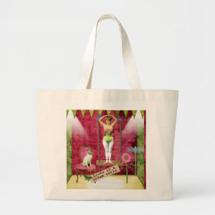 Dream World Vintage Funky Ballerina Altered Art Large Tote Bag