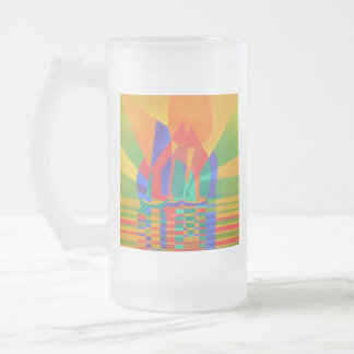 Dreamboat A Cubist Junk In Primary Colours Frosted Glass Beer Mug