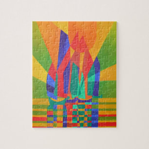 Dreamboat A Cubist Junk In Primary Colours Jigsaw Puzzle