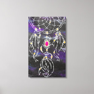 Dreamcatcher and Feathers Galaxy Canvas Print