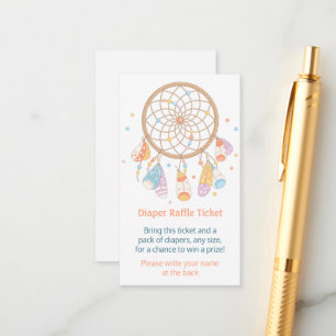 Dreamcatcher Baby Shower Diaper Raffle Ticket Enclosure Card