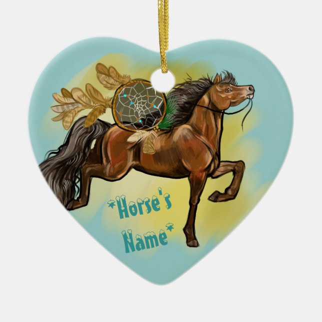 Dreamcatcher Bay Horse Ceramic Tree Decoration (Front)
