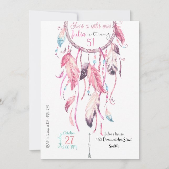 Dreamcatcher Birthday Invitation (Front)