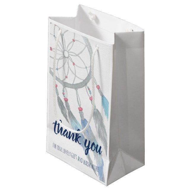 Dreamcatcher Boho Baby Shower Thank You Small Gift Bag (Front Angled)