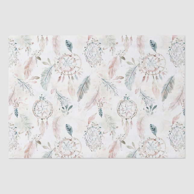 DREAMCATCHER Boho Feathers Neutral Tissue Paper (Front)